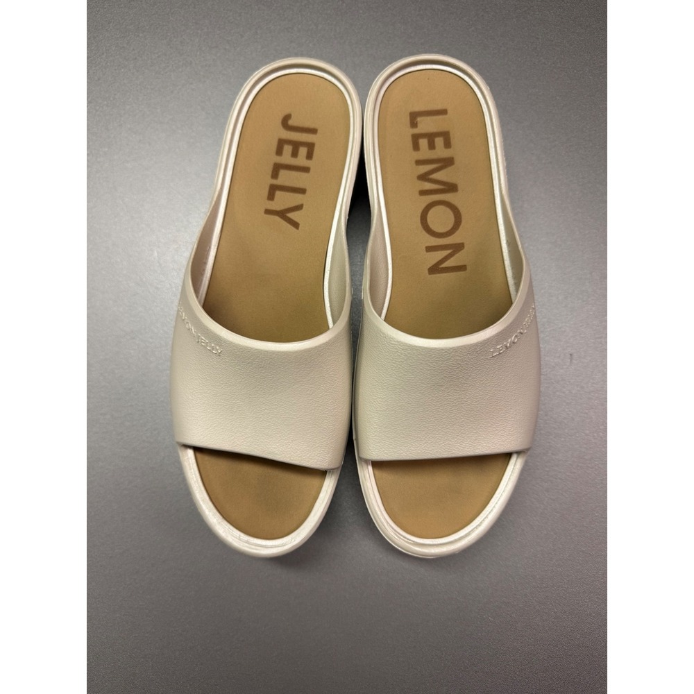 Lemon Jelly Women Platform Slide Sandals Cream Beige Chunky Sole EU 40